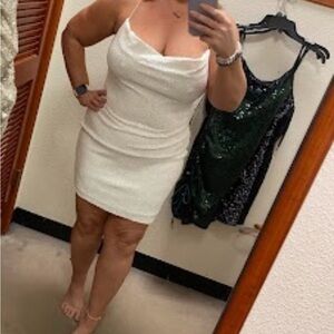 Elegant White Sequin Women's Dress